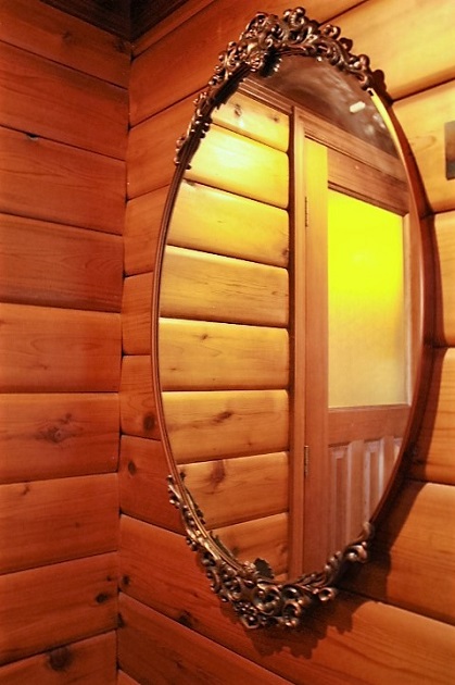 81　鏡　オーバル型　洋風装飾　デザイン　ロココ調　真鍮　フレーム　アイアン